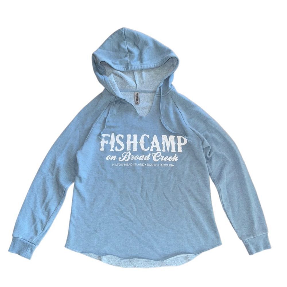 Fishcamp On Broad Creek Hilton Head Island Hooded Pull Over Sweater Size Small